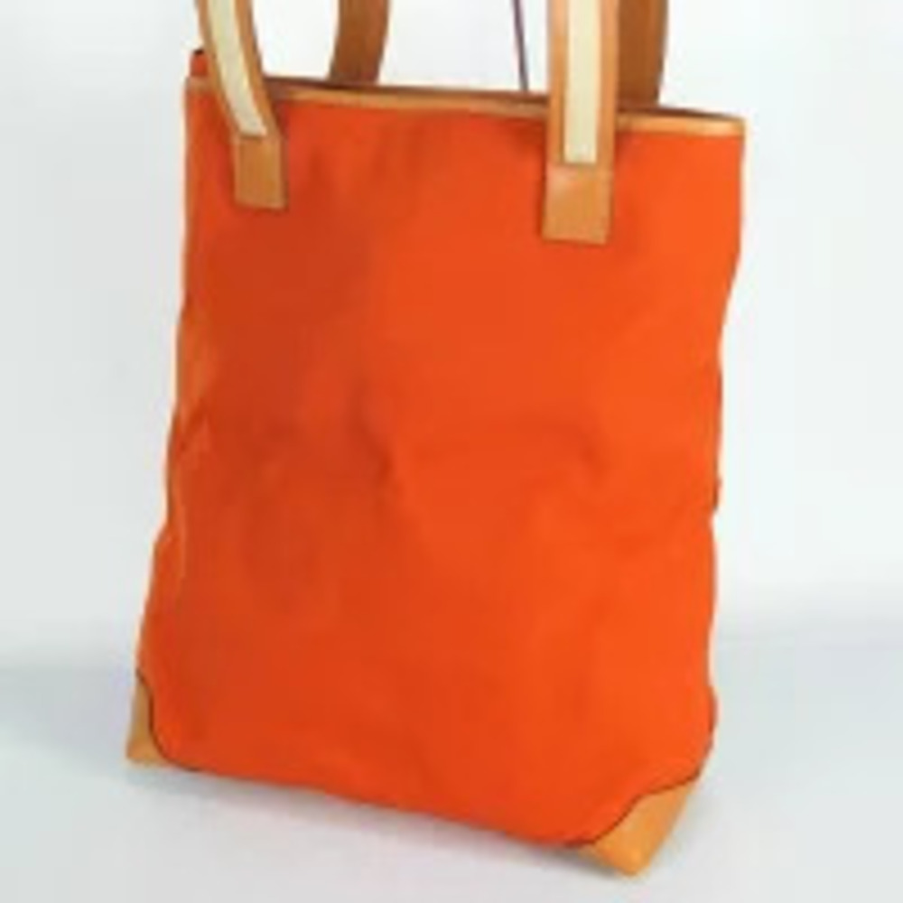 Gucci Canvas Orange Tote Bag Leather Shoulder Semi Orange
